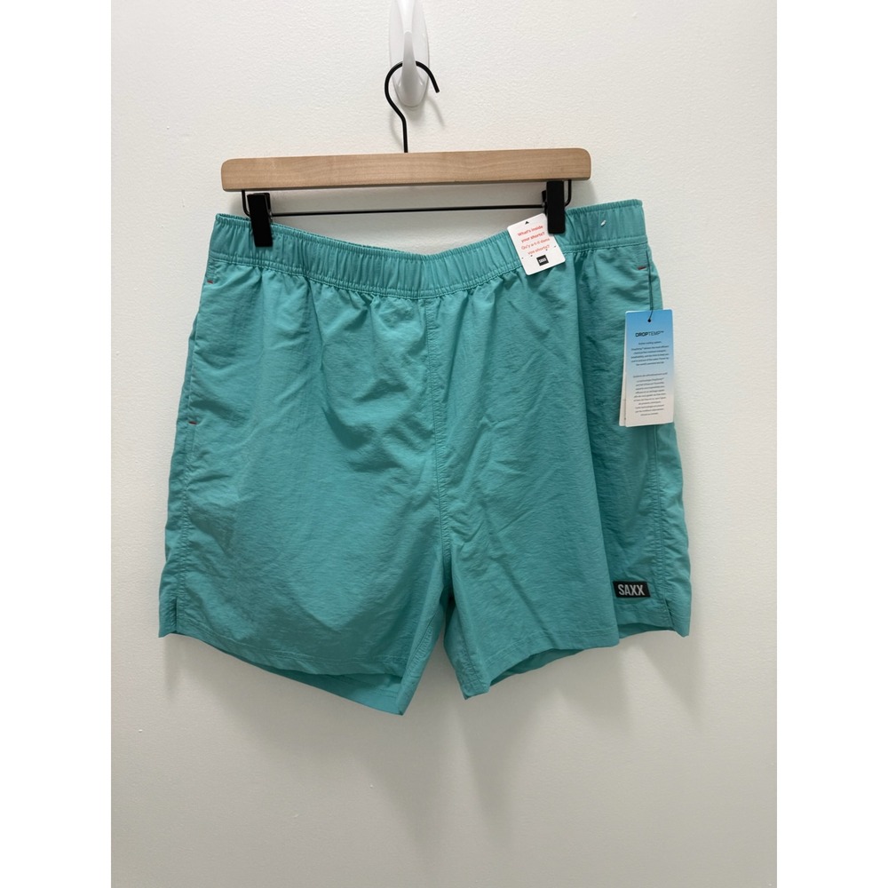 SAXX Go Coastal 2N1 Volley Shorts Mens XL Teal Blue 5" Inseam Swim Trunks NEW